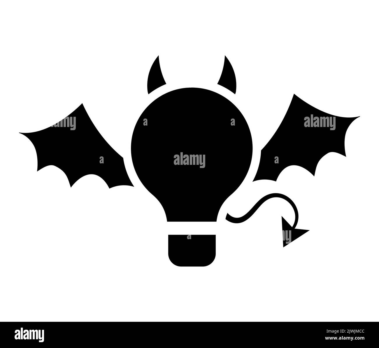 Devil or demon light bulb black silhouette icon isolated on white ...