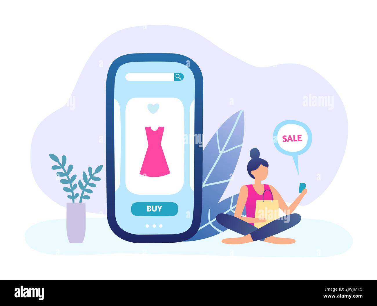 People buying in online shop with smartphone Stock Vector