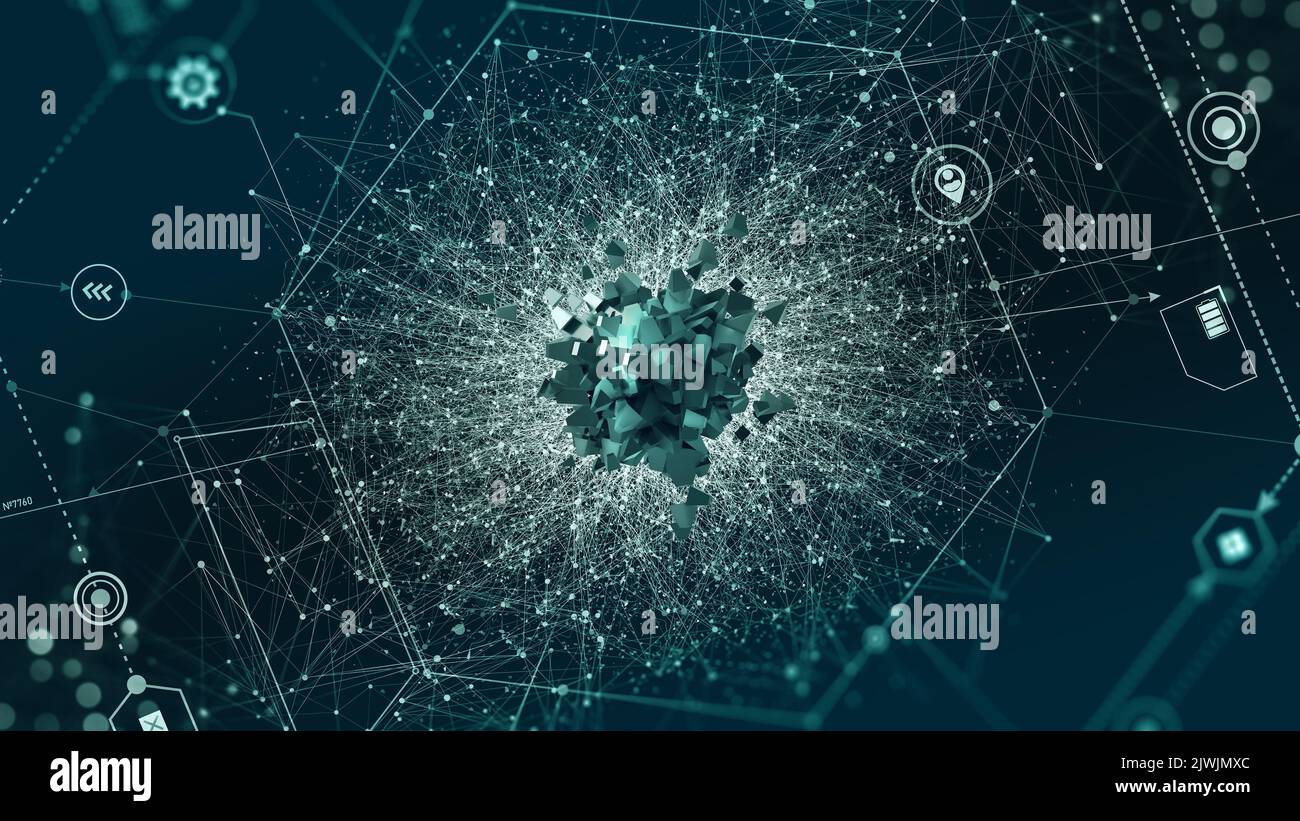 Big data concept. AI, Blockchain, Hi tech. Global database and ...