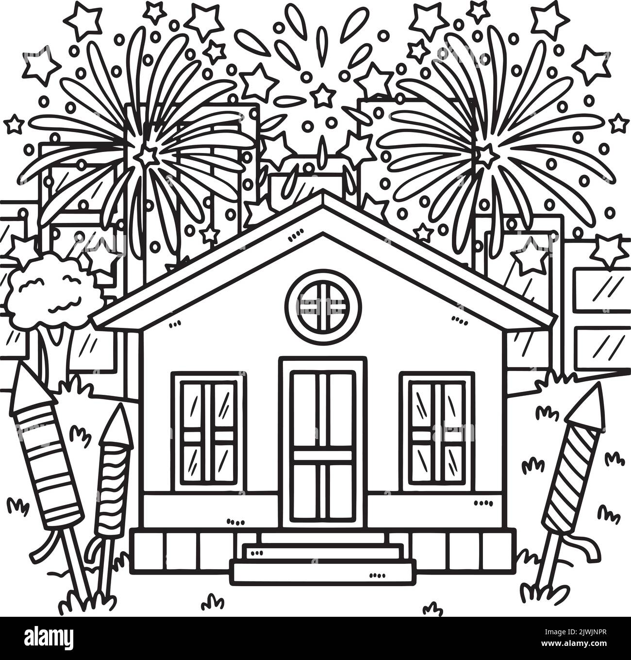 new-year-fireworks-coloring-page-for-kids-stock-vector-image-art-alamy