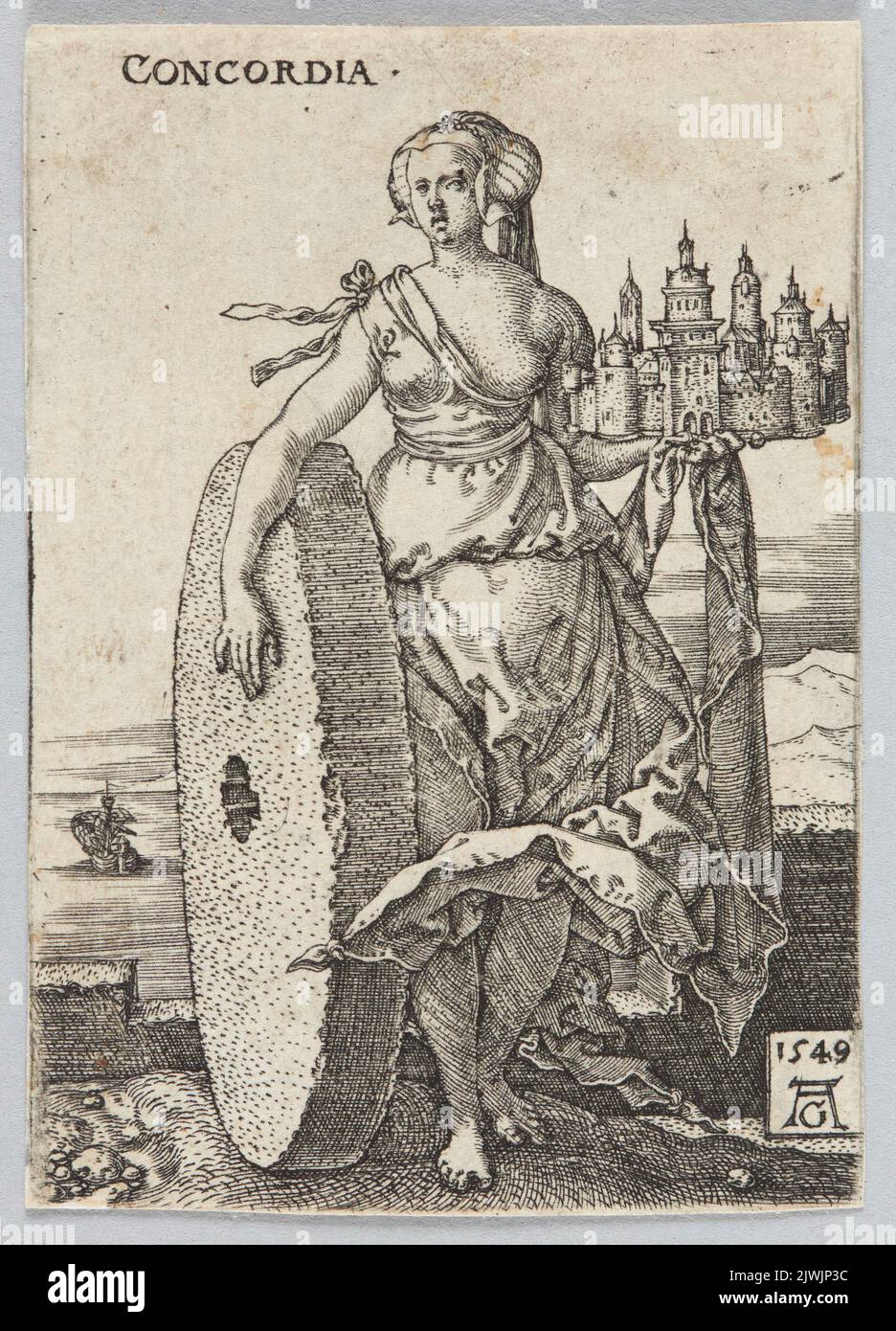 Concordia, from the cycle: Allegorical figures. Aldegrever, Heinrich (1502-1555/1561), graphic artist Stock Photo