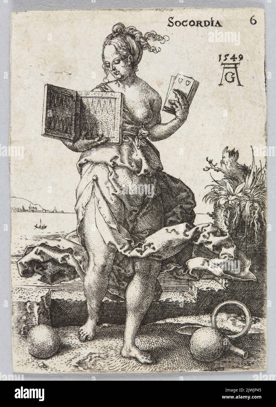 Socordia, from the cycle: Allegorical figures. Aldegrever, Heinrich (1502-1555/1561), graphic artist Stock Photo