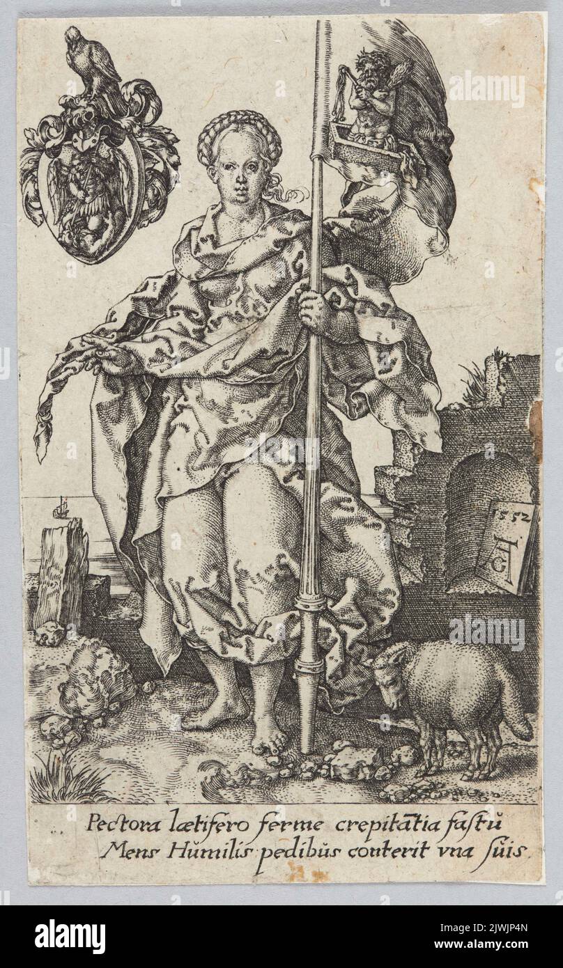 Modesty, from the cycle: Virtues and Vices. Aldegrever, Heinrich (1502-1555/1561), graphic artist Stock Photo