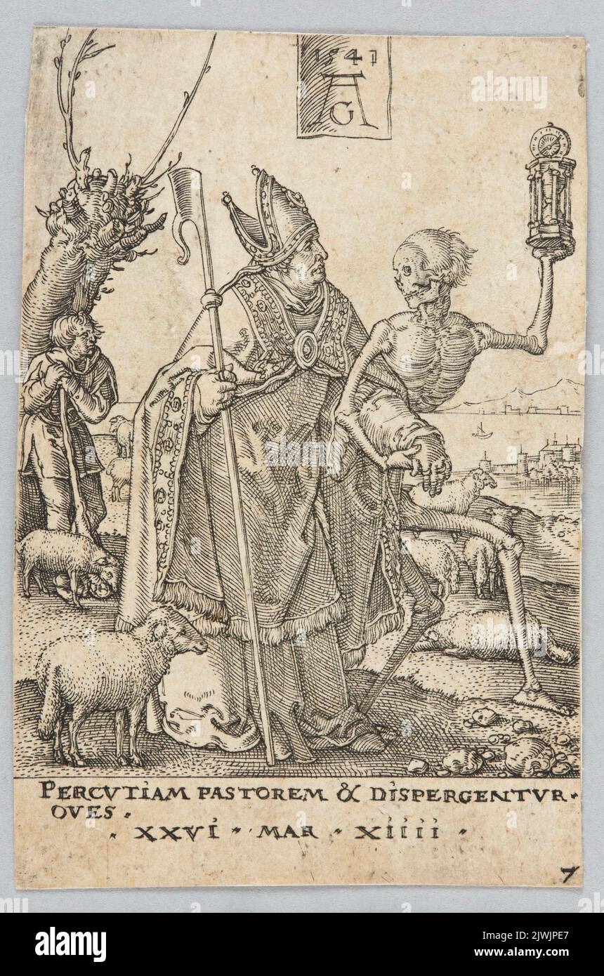 Death and the Bishop, from the cycle: The Power of Death. Aldegrever, Heinrich (1502-1555/1561), graphic artist Stock Photo