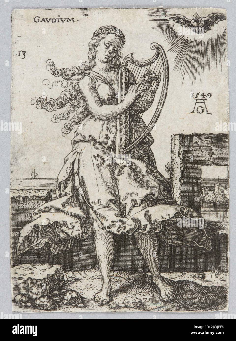 Gaudium, from the cycle: Allegorical figures. Aldegrever, Heinrich (1502-1555/1561), graphic artist Stock Photo