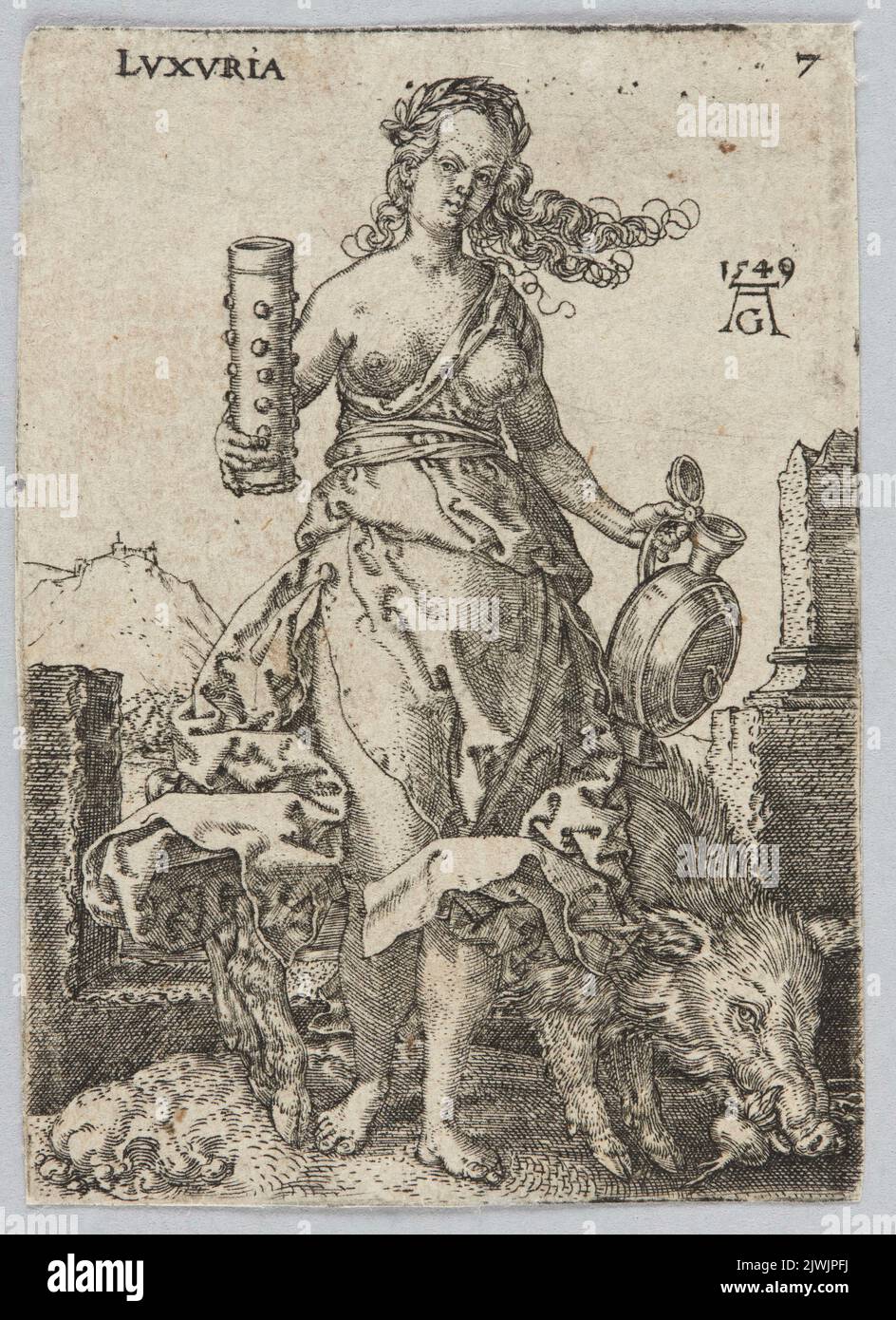 Luxuria, from the cycle: Allegorical figures. Aldegrever, Heinrich (1502-1555/1561), graphic artist Stock Photo