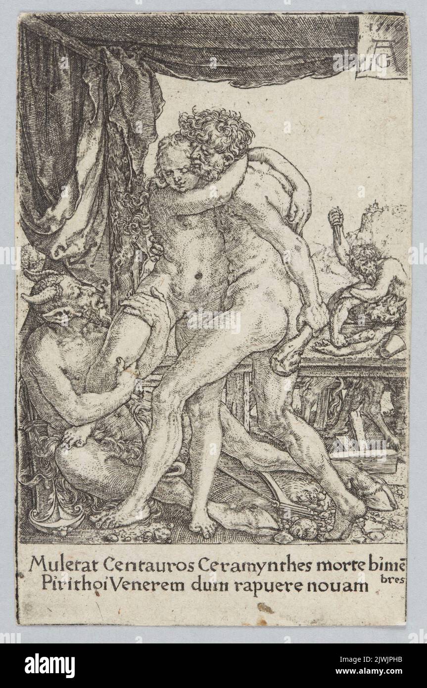 Hercules Defending Hippodameia Against Centaurs. Aldegrever, Heinrich (1502-1555/1561), graphic artist Stock Photo