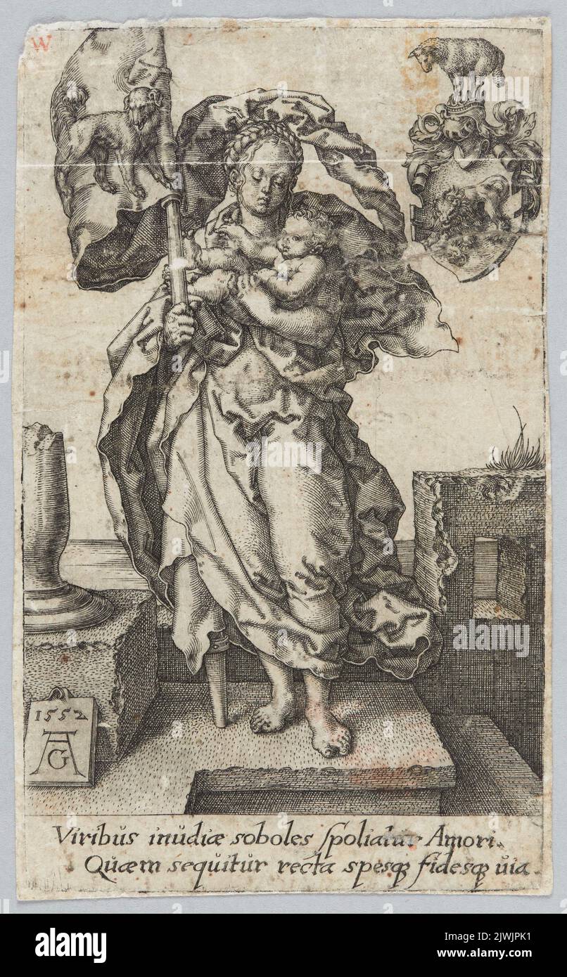 The Charity, from the cycle: Virtues and Vices. Aldegrever, Heinrich (1502-1555/1561), graphic artist Stock Photo