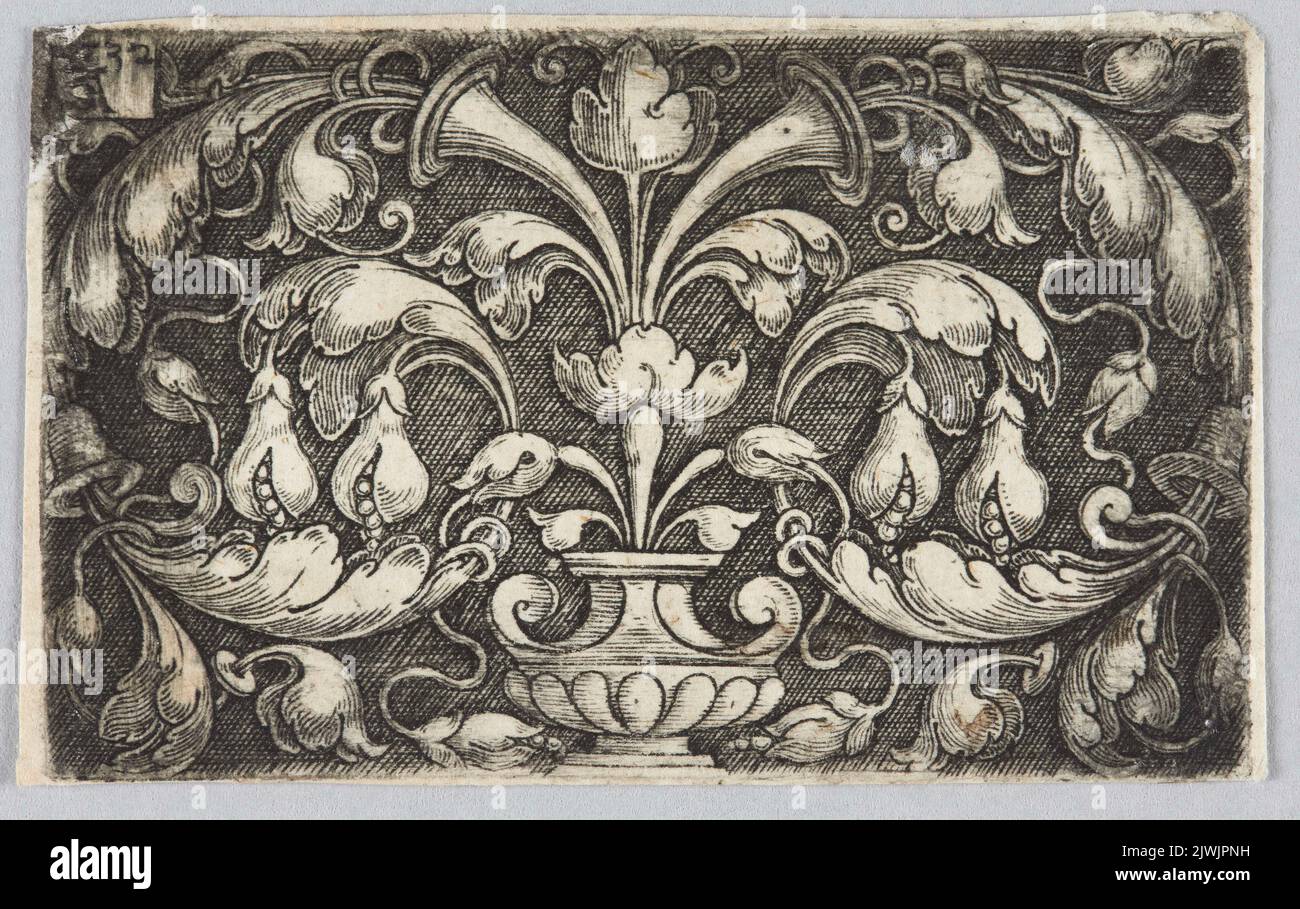 Vignette with vase and plant tendrils. Aldegrever, Heinrich (1502-1555/1561), graphic artist Stock Photo