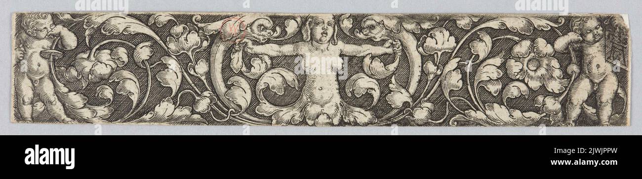 Vignette with siren and plant tendrils. Aldegrever, Heinrich (1502-1555/1561), graphic artist Stock Photo
