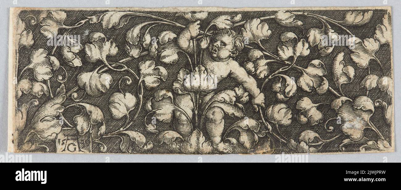 Vignette with child and plant tendrils. Aldegrever, Heinrich (1502-1555/1561), graphic artist Stock Photo