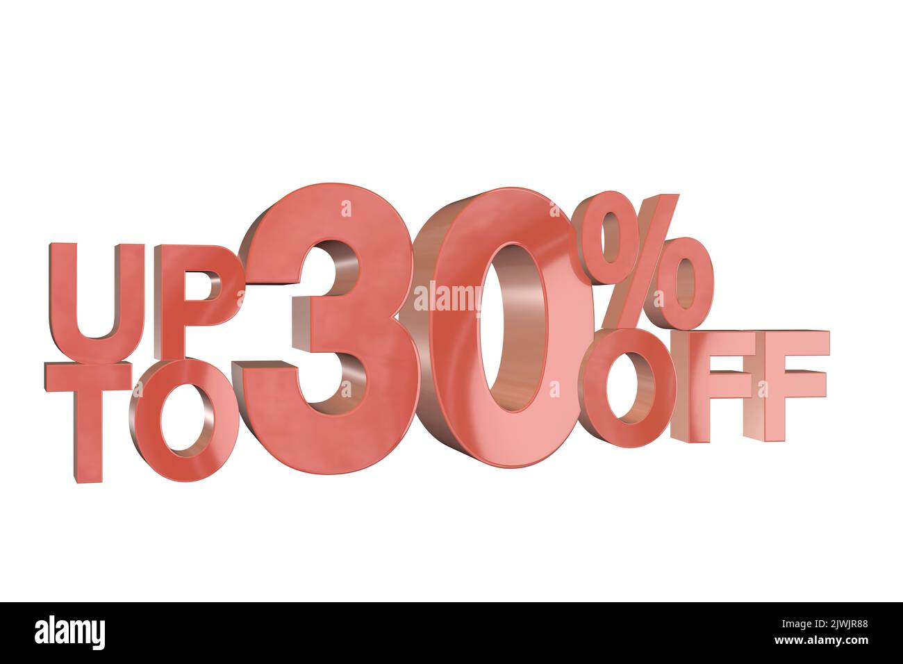3D rendered discount banner marketing sign showing minus - up to upto 30% percent off Stock Photo