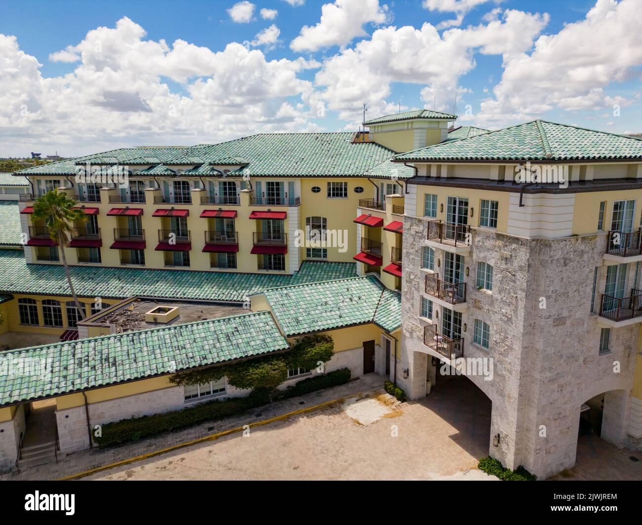 Hallandale Beach, FL, USA September 3, 2022 Aerial photo of the old