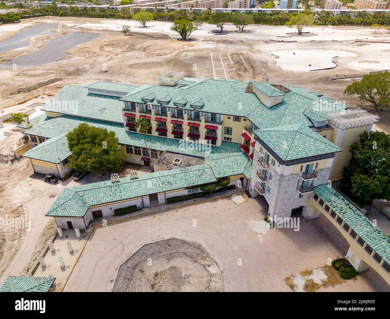 Hallandale Beach, FL, USA September 3, 2022 Aerial photo of the old