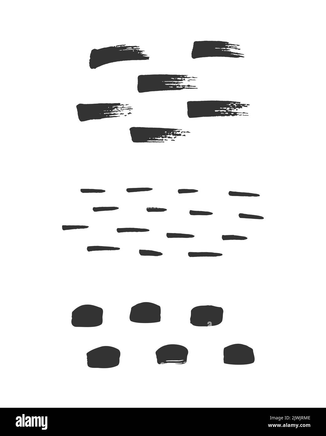 Set hand drawn spots and brush strokes, doodle stains brush strokes