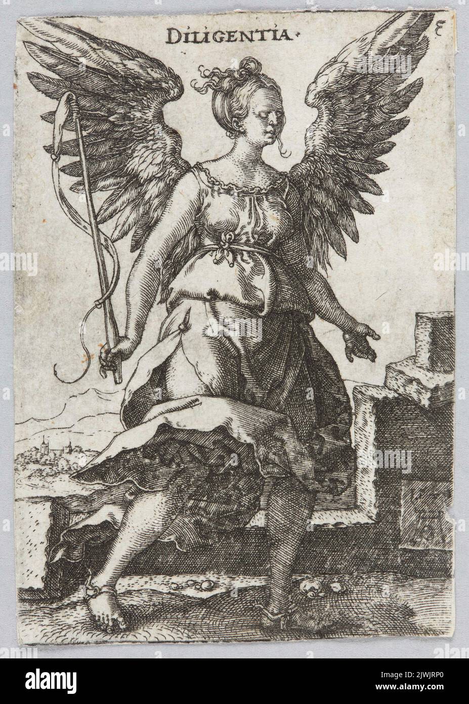 Dilligentia, from the cycle: Allegorical figures. Aldegrever, Heinrich (1502-1555/1561), graphic artist Stock Photo