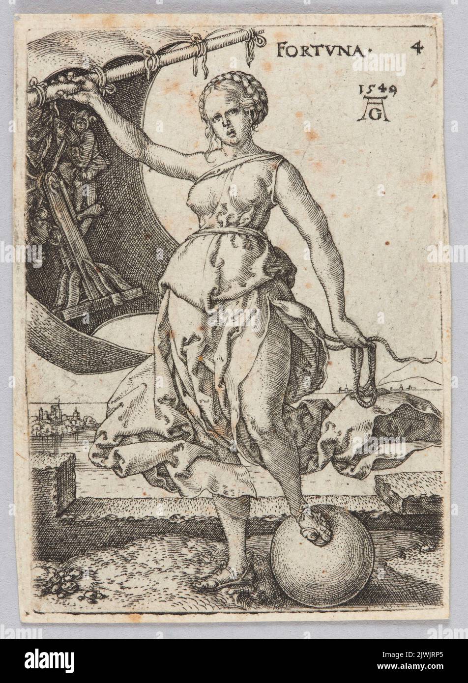The Fortune, from the cycle: Allegorical figures. Aldegrever, Heinrich (1502-1555/1561), graphic artist Stock Photo