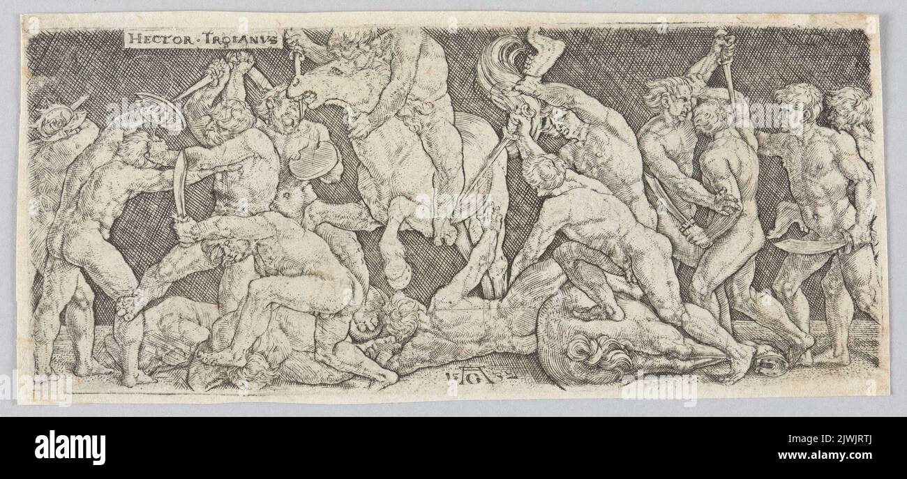 Hector Fighting Against the Greeks. Aldegrever, Heinrich (1502-1555/1561), graphic artist Stock Photo