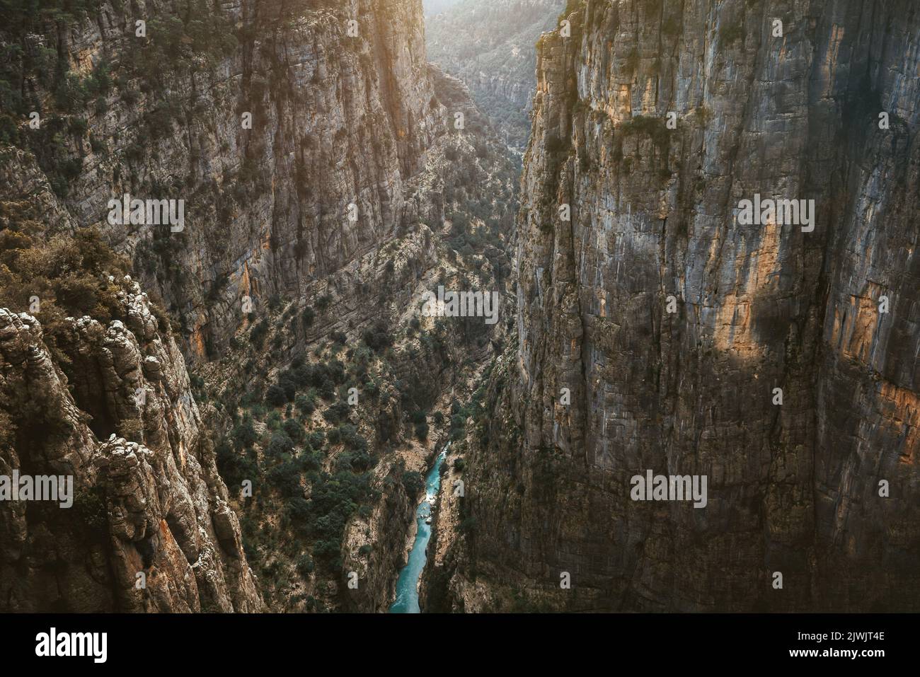 Aerial view Tazi canyon landscape mountains and river in Turkey wild nature scenery travel beautiful destinations Stock Photo