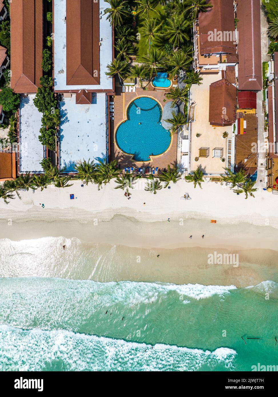 Aerial view of Haad Rin beach or Hat Rin in Ko Pha Ngan, Thailand Stock Photo