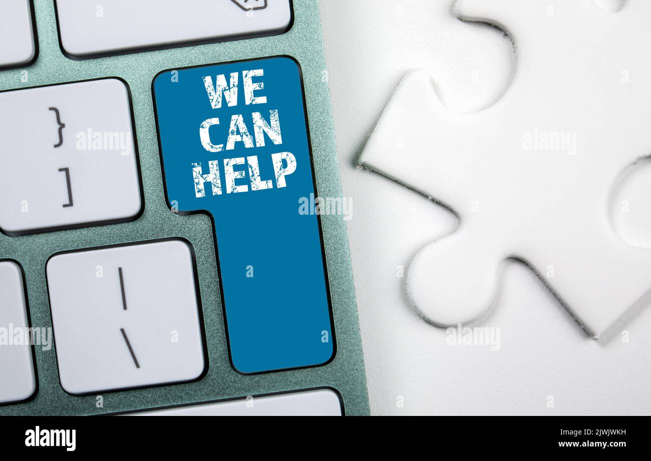 We Can Help. Text on a computer keyboard button. Stock Photo