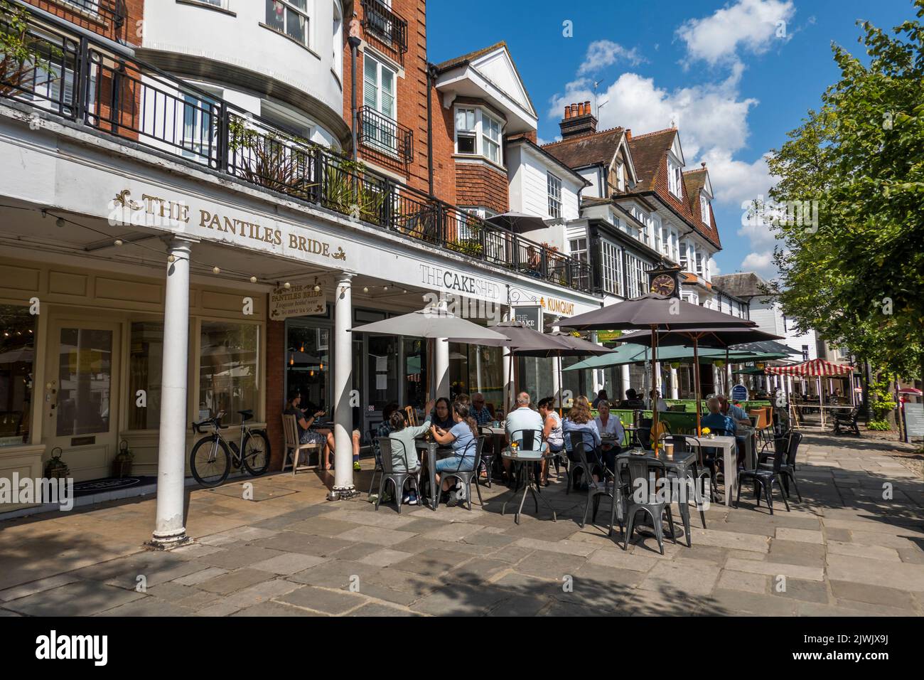 Cafes in the Pantiles, Tunbridge Wells, Kent, England, United Kingdom, Europe Stock Photo