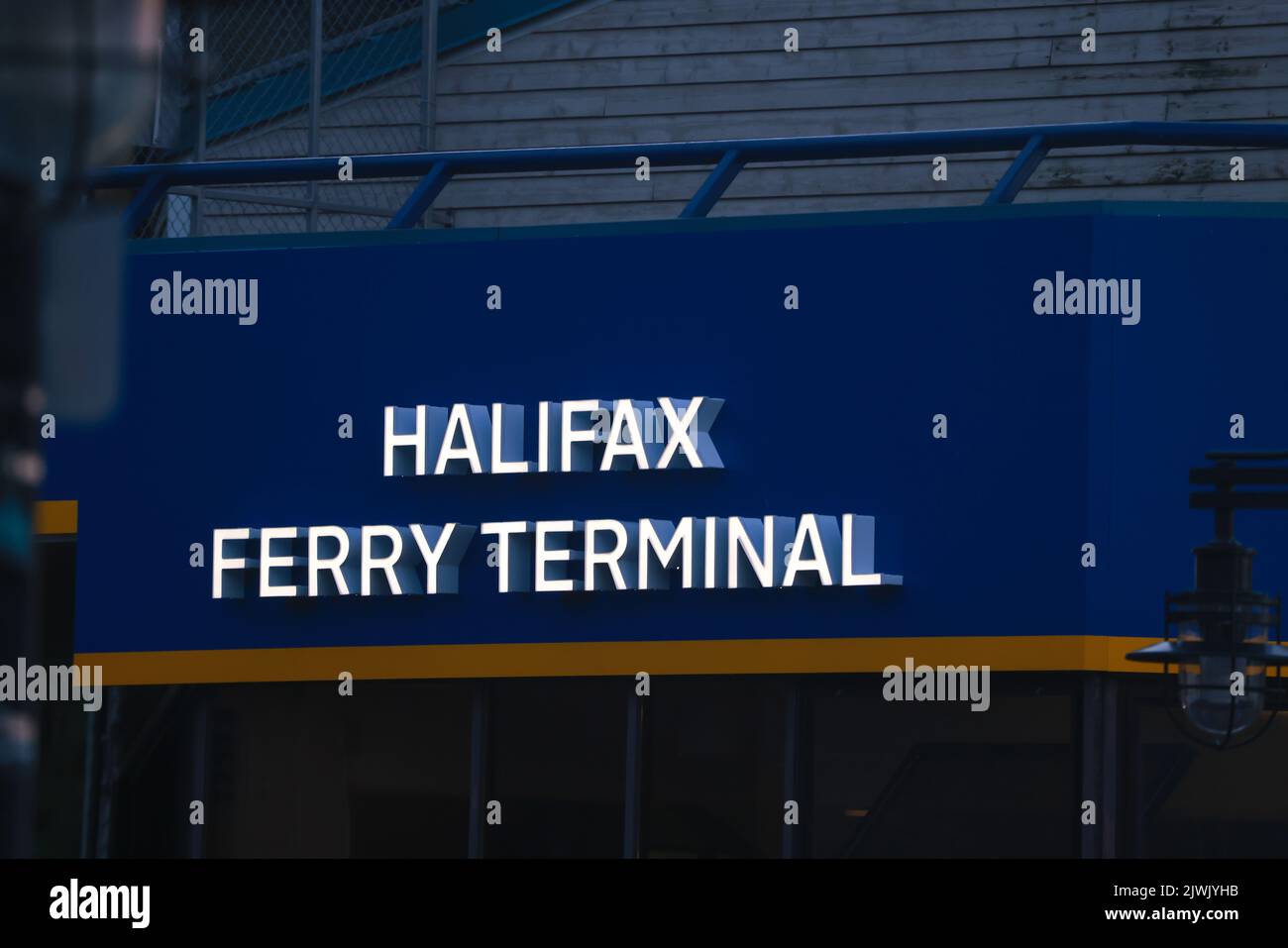Halifax Ferry Terminal at the Waterfront. Halifax, Nova Scotia, Canada. Oldest ferry route of North America. HALIFAX, NOVA SCOTIA, CANADA Stock Photo