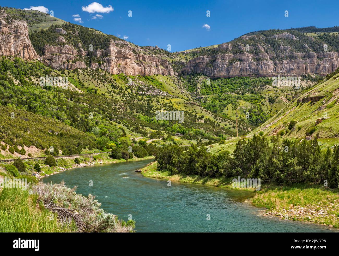 Wind River Canyon, Bridger Mountains, near Thermopolis, Wyoming, USA Stock Photo