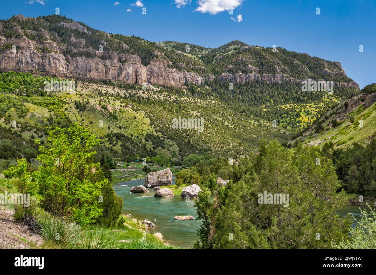Wind River Canyon, Bridger Mountains, near Thermopolis, Wyoming, USA Stock Photo