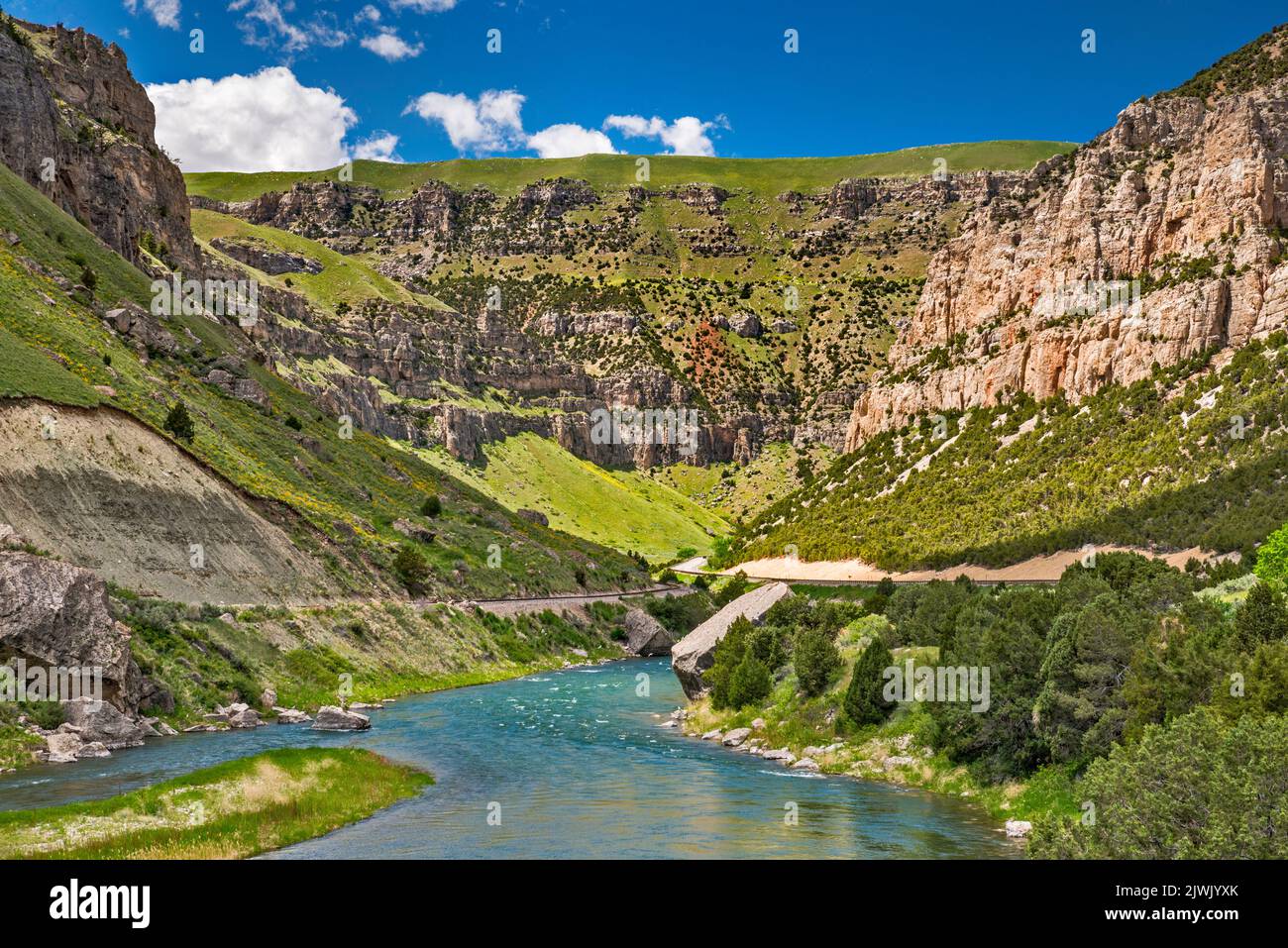Wind River Canyon, Bridger Mountains, near Thermopolis, Wyoming, USA Stock Photo