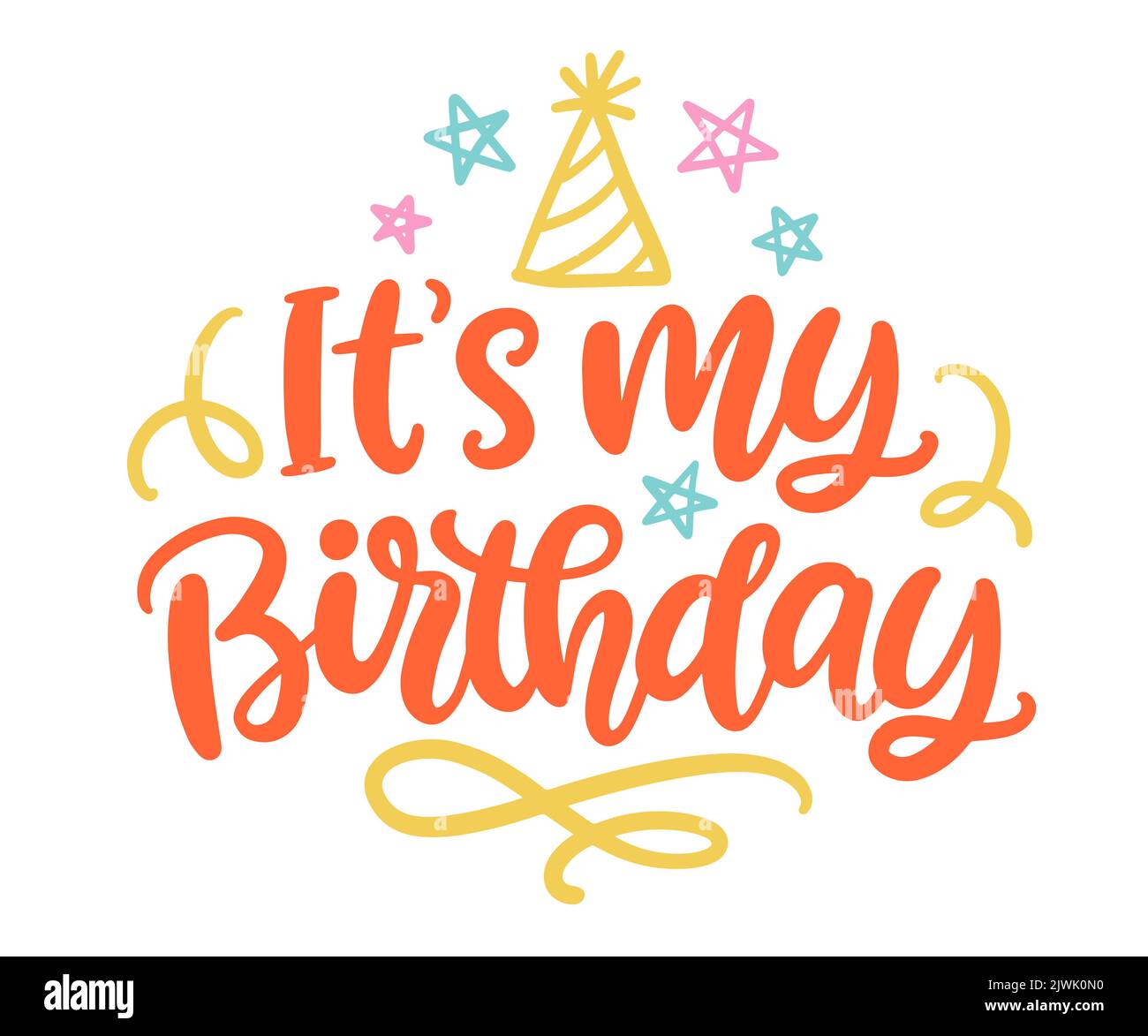 It's My Birthday banner. Vector hand written lettering Inscription
