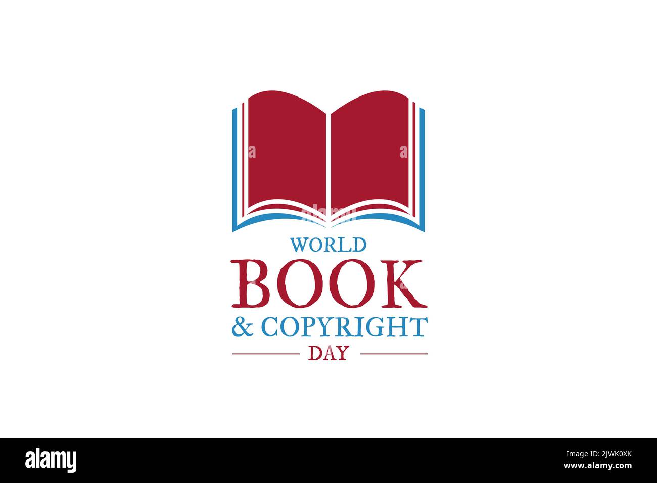 Red World Book and Copyright Day Logo Icon Isolated on White Background ...