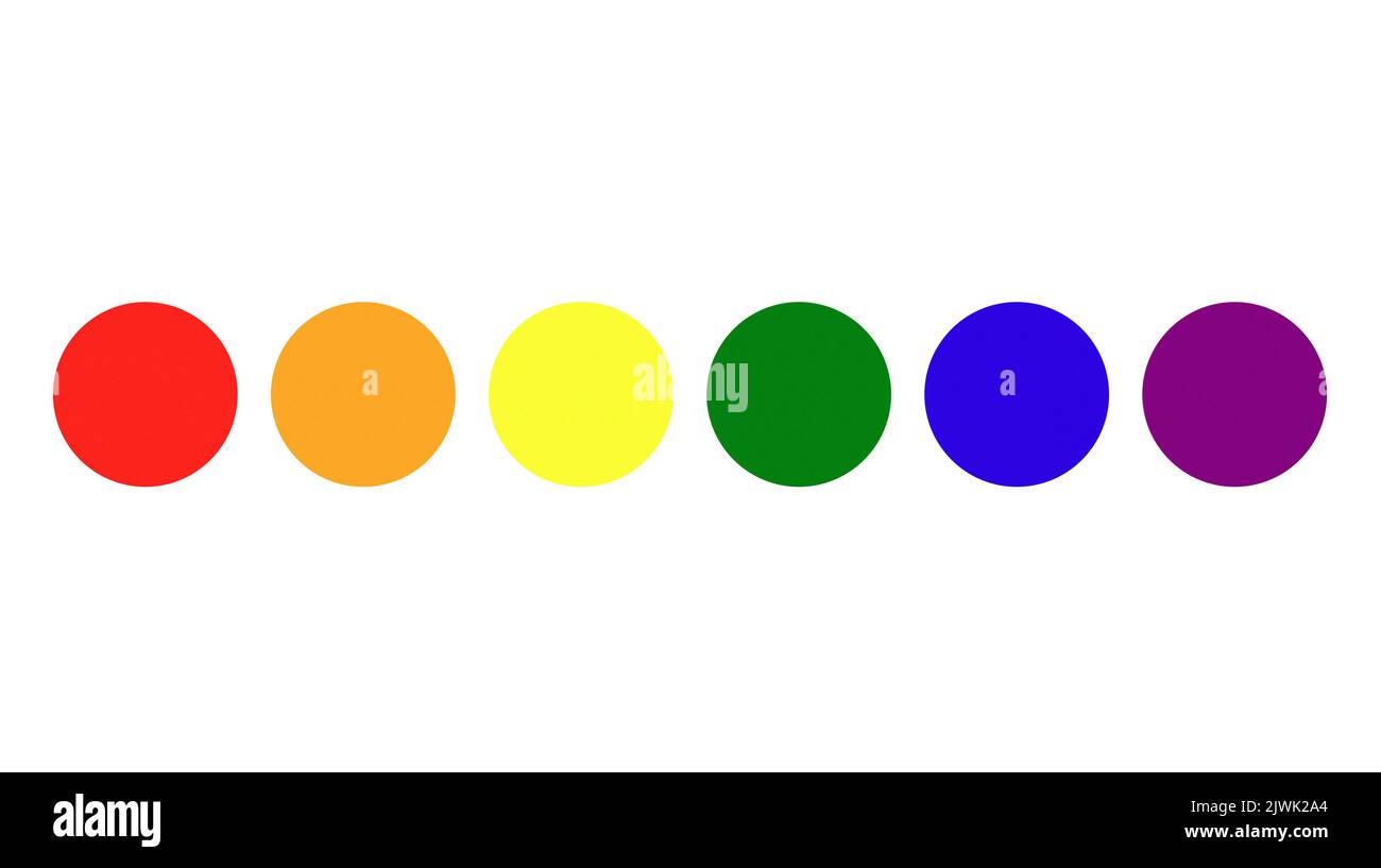 Line of circles in LGBT rainbow colors, pride graphic design detail isolated Stock Photo
