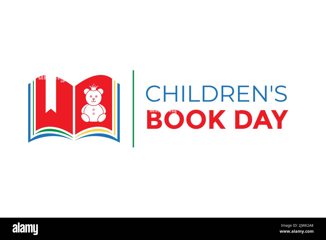 Children's Book Day Isolated Vector Logo Icon Stock Vector