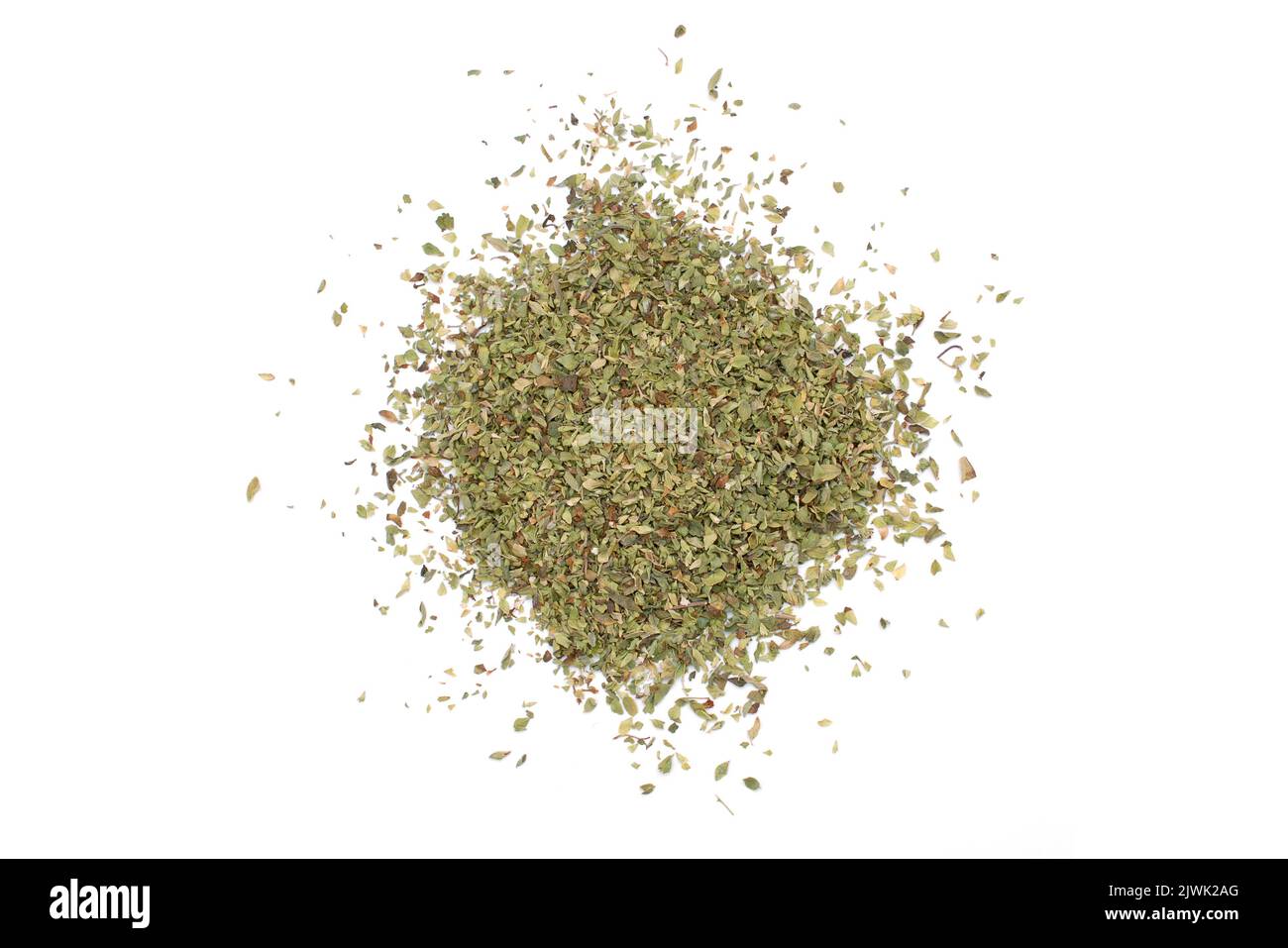 Dried oregano, shot from above, on white background Stock Photo Alamy