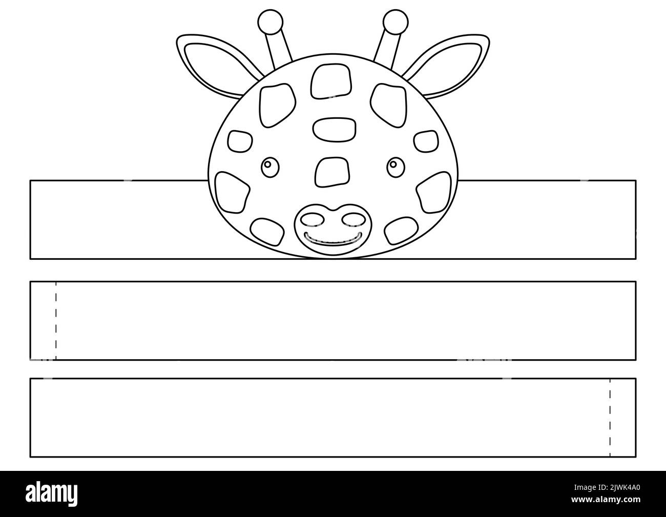 Printable giraffe paper crown. Diy cut party ribbon template for
