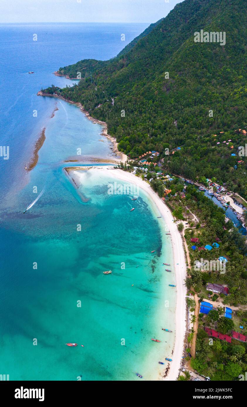 Aerial view of Malibu beach in Koh Phangan, Thailand Stock Photo