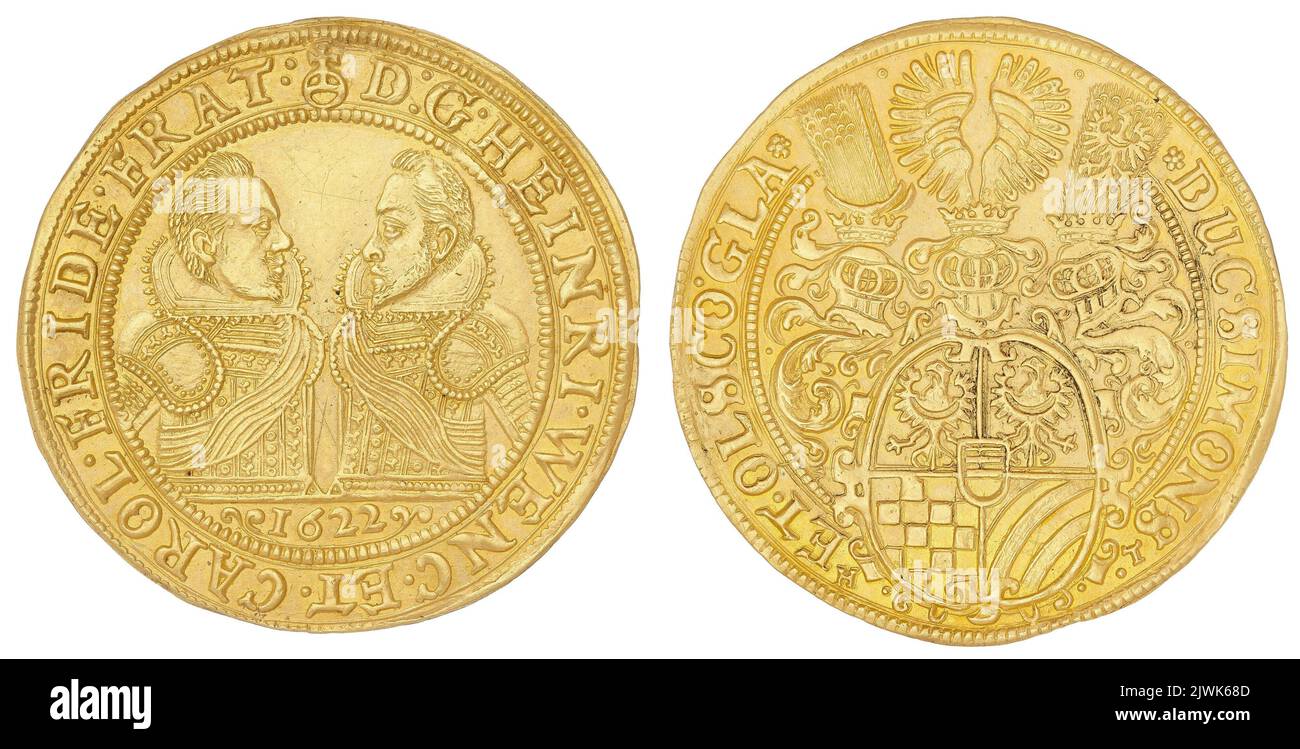 3 ducats. Henryk Wacław (książę oleśnicki ; 1617-1639), ruler, Karol Fryderyk (książę oleśnicki ; 1617-1639), ruler, Tuchmann, Hans (1614-1623), moneyer Stock Photo