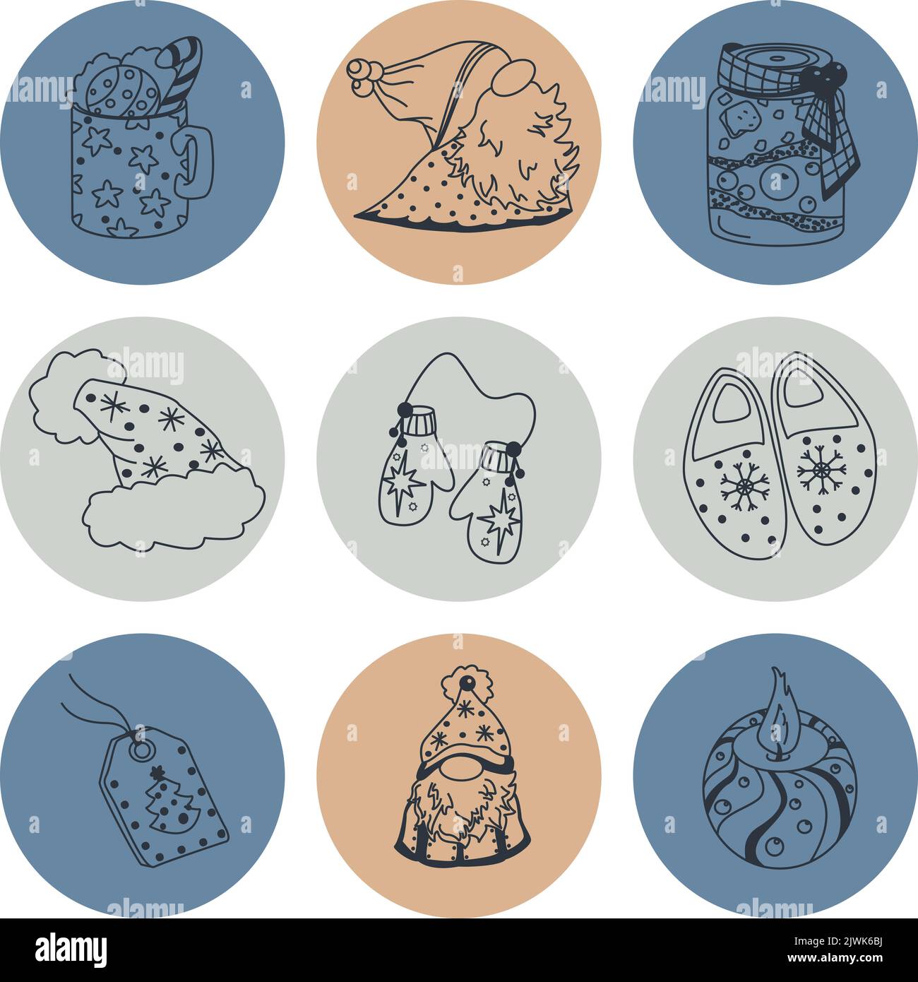 Set of hand-drawn christmas and winter doodle elements in vector ...