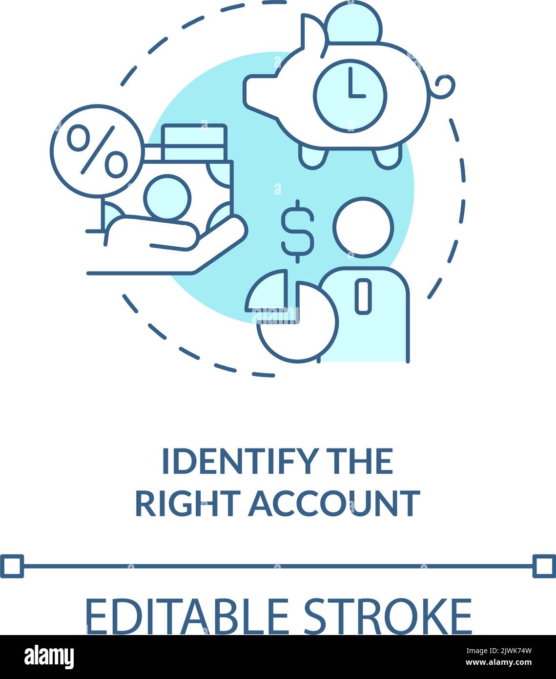 Identify right account turquoise concept icon Stock Vector