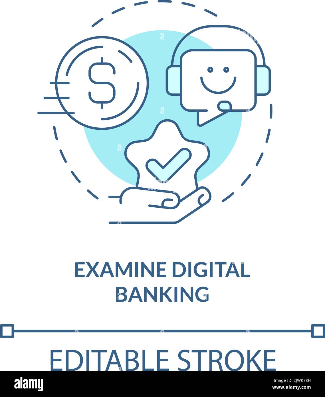 Examine digital banking turquoise concept icon Stock Vector Image & Art ...