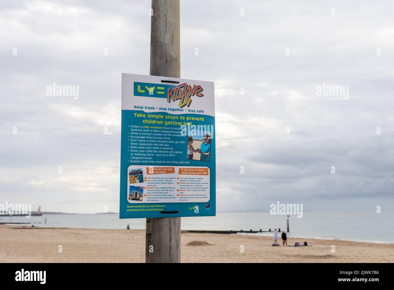 KidZone safety to prevent children getting lost at Bournemouth beach, Dorset, England Stock Photo