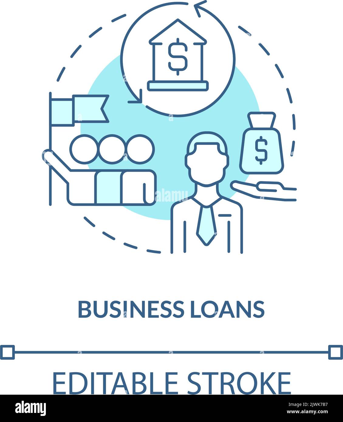 Business loans turquoise concept icon Stock Vector