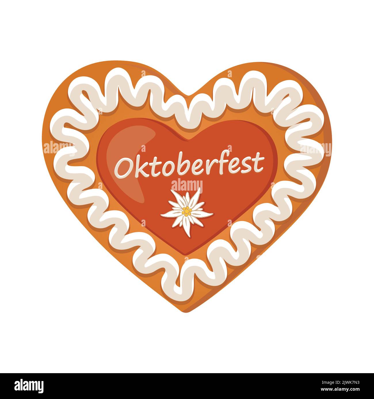 gingerbread heart oktoberfest with edelweiss decoration vector Stock Vector