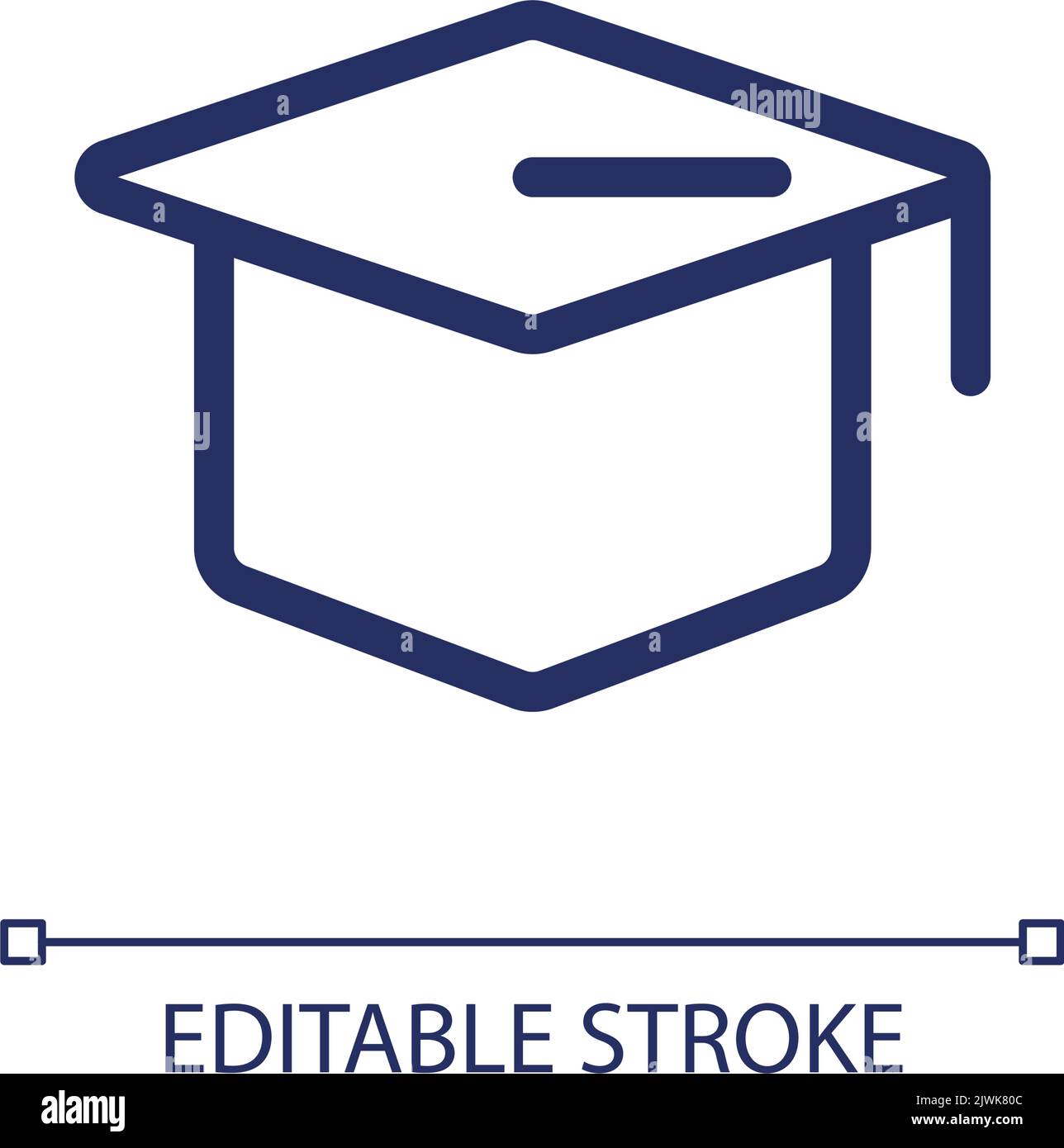 Mortarboard hat pixel perfect linear ui icon Stock Vector