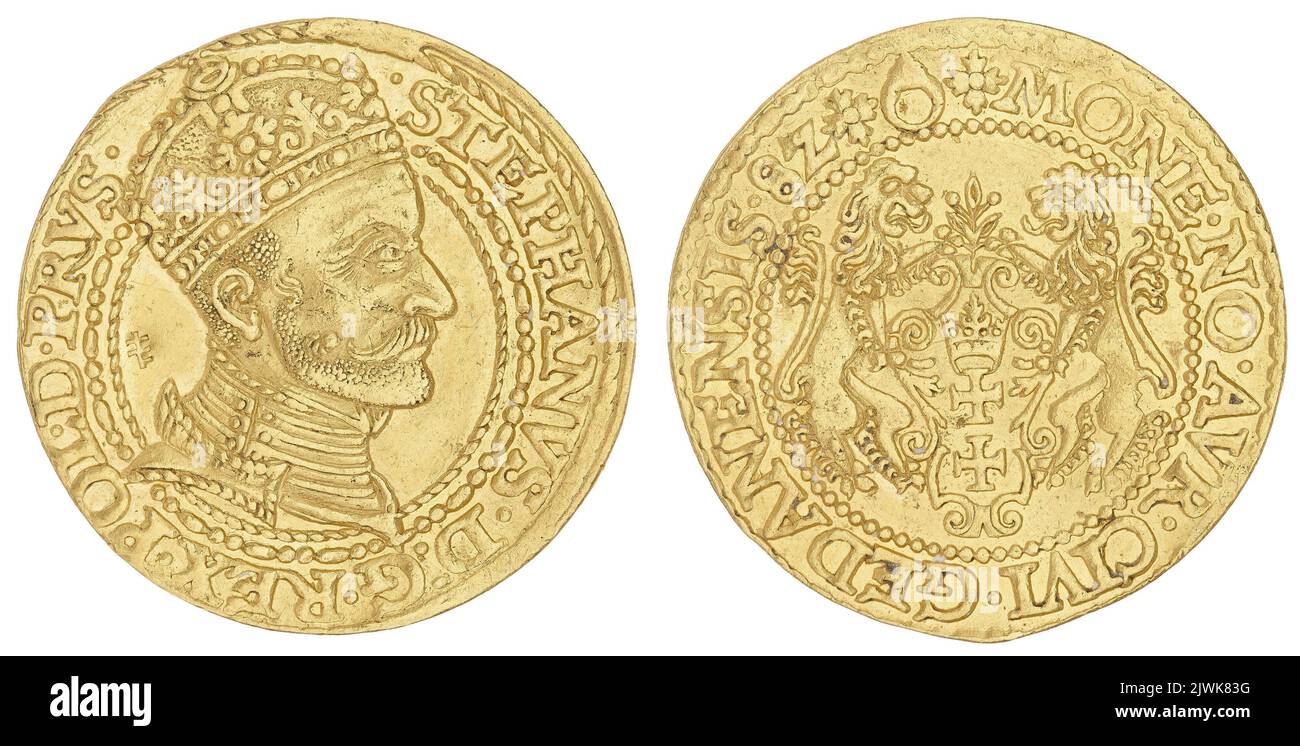 Gdańsk ducat. Goebel, Kasper (fl. 1577), mint tenant, Stefan I Batory (król polski ; 1575-1586), ruler Stock Photo