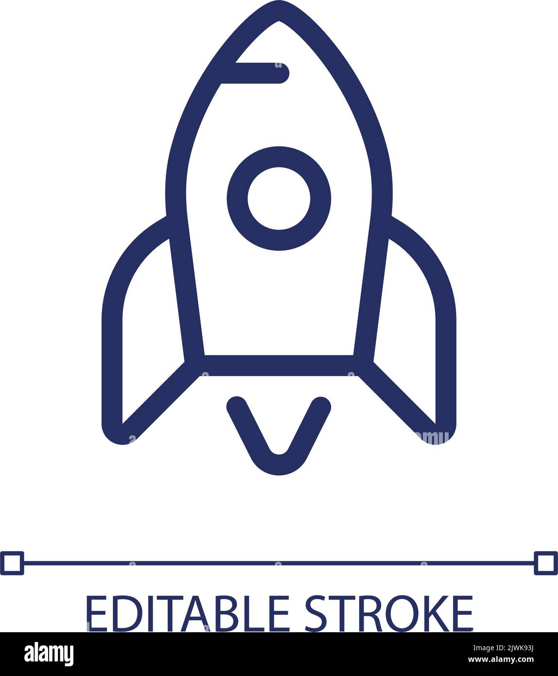 Rocket pixel perfect linear ui icon Stock Vector