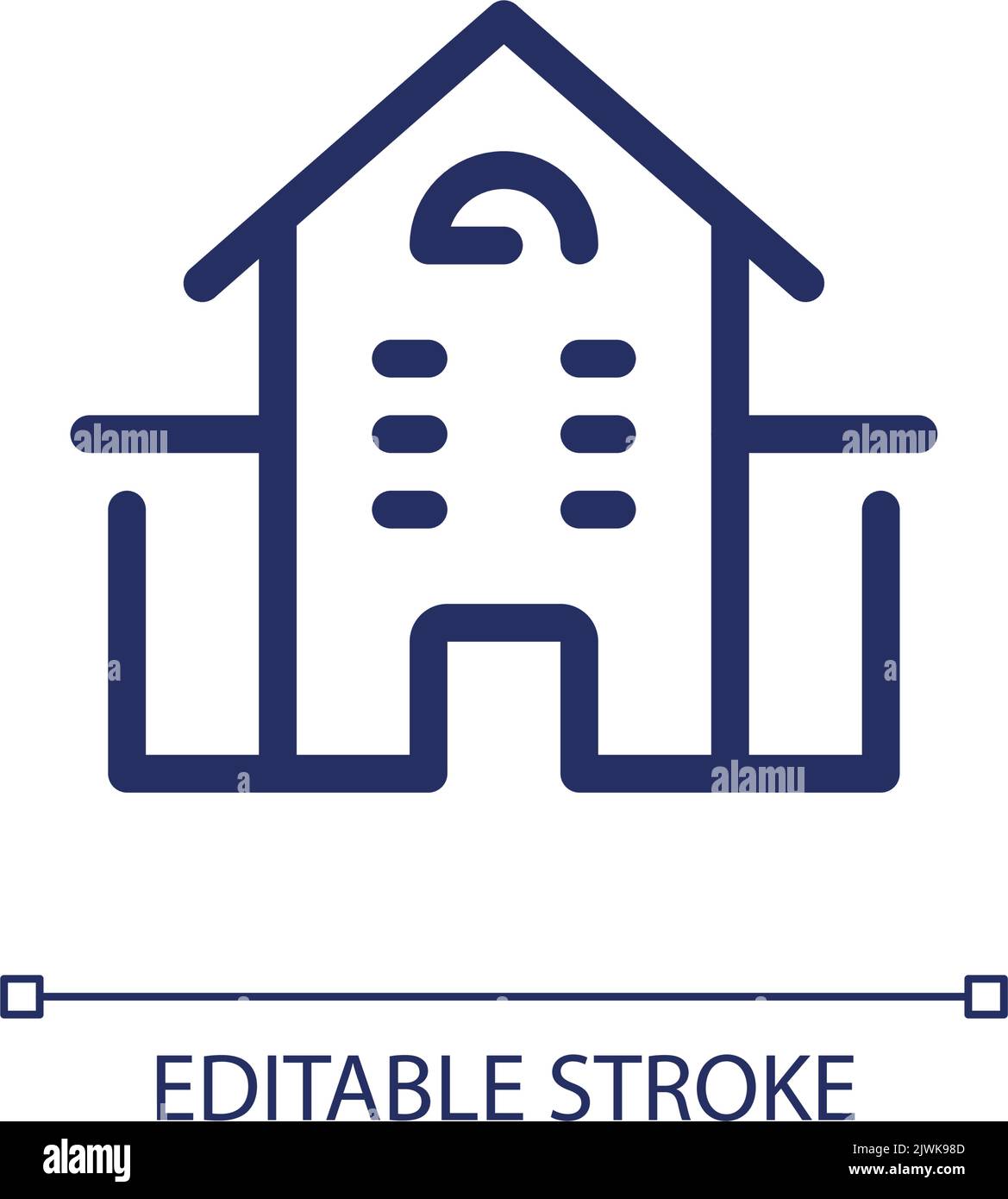 School building pixel perfect linear ui icon Stock Vector