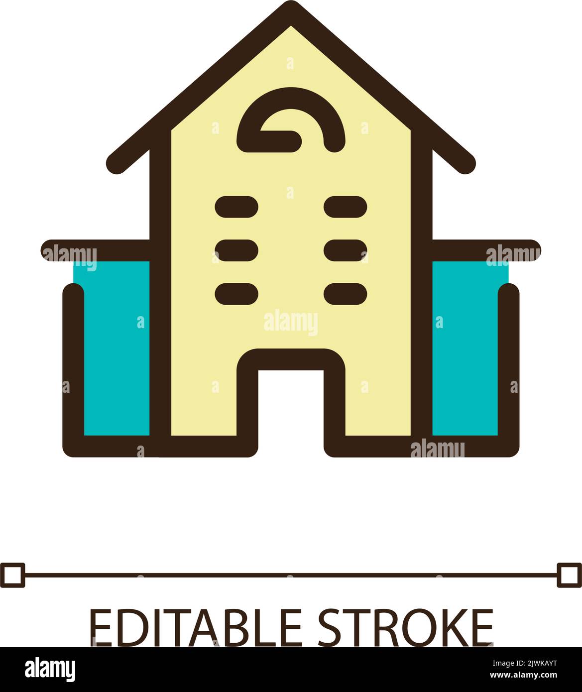 School building pixel perfect RGB color ui icon Stock Vector Image ...