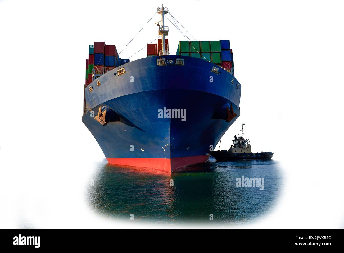 Container Cargo ship isolated on white background, Freight ...